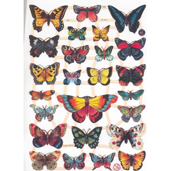 Planche de Chromo Découpis Die cut Papillons ECLAT 7324e Carterie Collage Ernst Freihoff - Photo n°1