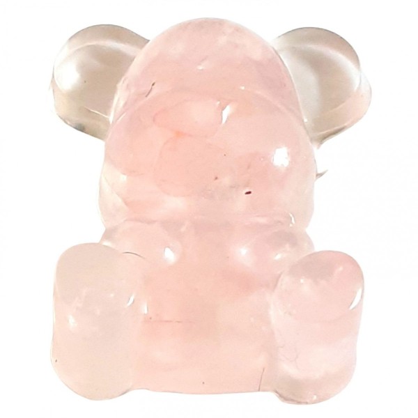 Statuette ourson ours en résine et chips quartz rose 5cm haut - 150gr - Photo n°1