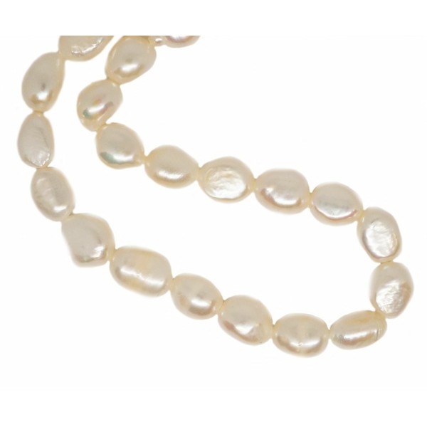 14pcs Perles d'Eau Douce de Culture Baroque Ovale Naturelle Blanche Perles en Vrac 8mm-9mm - Photo n°1