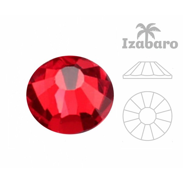 144pcs Izabaro Crystal Light Siam Rouge 227 Rond Chaton Rose Dos Plat Ss12 Cristaux De Verre 3mm 203 - Photo n°2