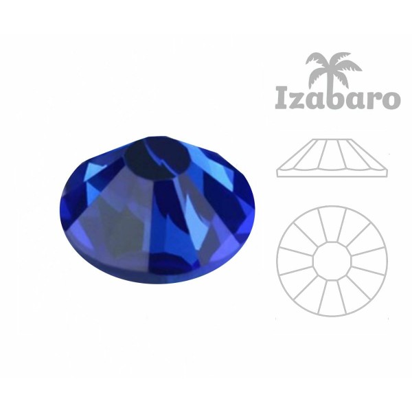 144pcs Izabaro Crystal Sapphire Blue 206 Round Chaton Rose Dos Plat Ss12 Cristaux De Verre De 3 mm 2 - Photo n°2