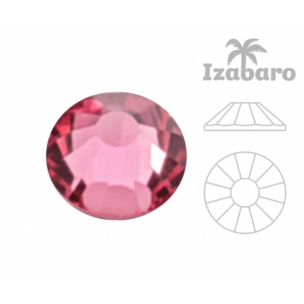 144pcs Izabaro cristal rose rose rose 209 rond Chaton rose plate arrière Ss12 3mm cristaux de verre - Photo n°2