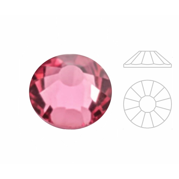 144pcs Izabaro cristal rose rose rose 209 rond Chaton rose plate arrière Ss12 3mm cristaux de verre - Photo n°1