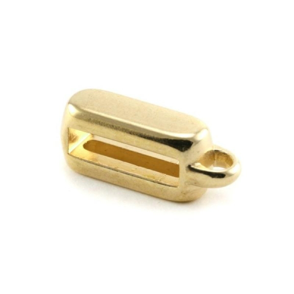 Passant rectangle plat + anneaux métal doré porte breloque bracelet cuir collier etc - Photo n°1