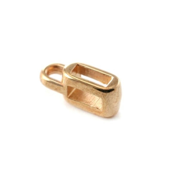 Passant rectangle plat + anneaux métal rose gold (or rose) 5 mm   porte breloque - Photo n°1
