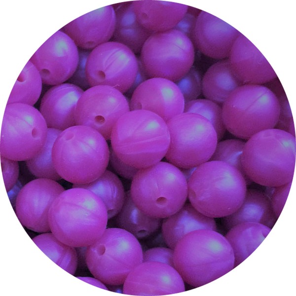 10 Perles 12mm Silicone Couleur Violet Marbre, Creation Bijoux, Attache tetine - Photo n°1