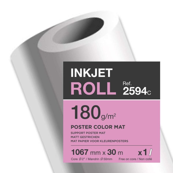 Papier traceur jet d'encre - 1.067 mm x 30 m - 180 g./m² - Photo n°1