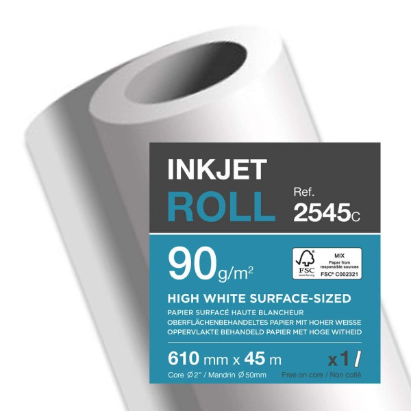 Papier traceur jet d'encre - 610 mm x 45 m - 90 g./m² - Photo n°1