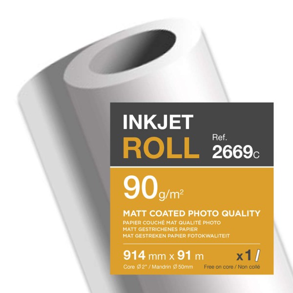 Papier traceur jet d'encre - 914 mm x 91 m - 90 g./m² - Photo n°1