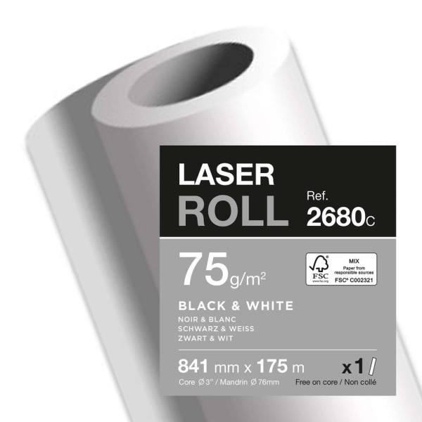 Papier traceur laser - 841 mm x 175 m - 75 g./m² - Photo n°1