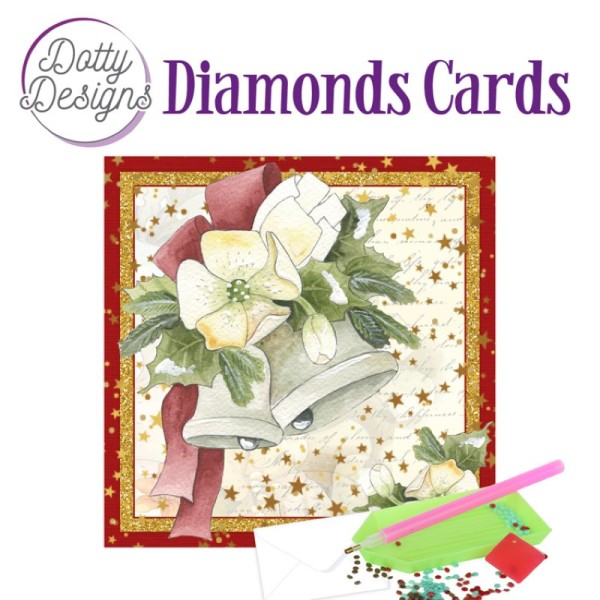 Dotty design Carte Broderie Diamant - Cloches et fleurs blanches - Photo n°1