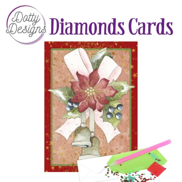Dotty design Carte Broderie Diamant - Cloches et fleurs rouges - Photo n°1