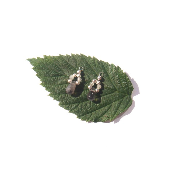 MINI pendentifs gouttes Labradorite/Pierre de Lune 1.8 CM de hauteur - Photo n°1