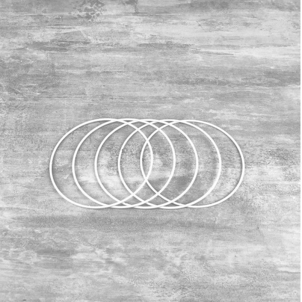 Lot de 5 Cercles métalliques blanc diamètre 13 cm pour abat-jour, Anneaux epoxy Attrape rêves - Photo n°1