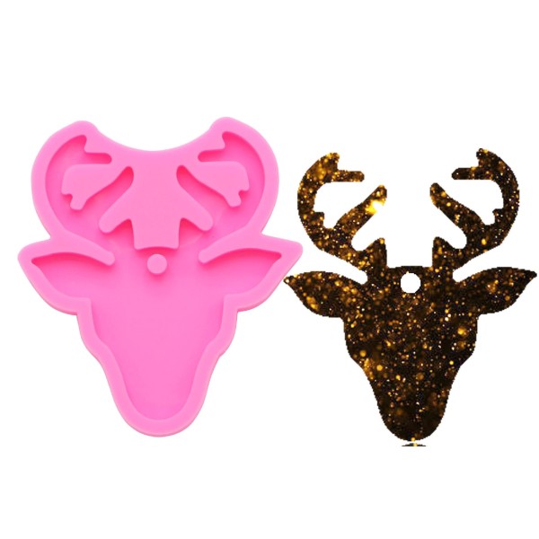 MOULE SILICONE ROSE 8.5*6cm :  cerf (02) - Photo n°2