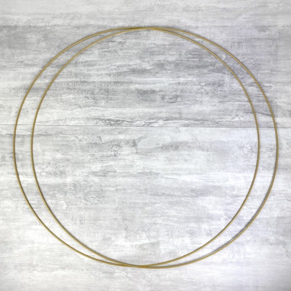 Lot de 2 Grands Cercles métalliques doré ancien, diam. 80 cm pour abat-jour, Anneaux epoxy Attrape r - Photo n°1
