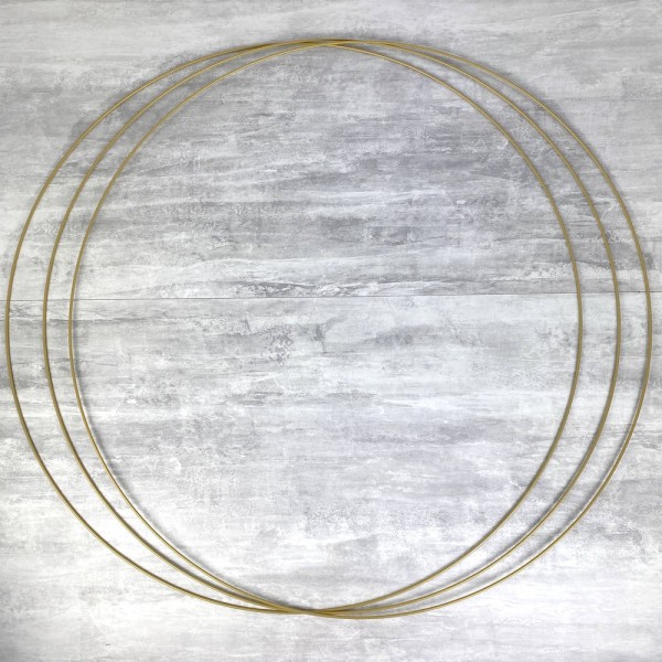 Gros Lot 3 Grands Cercles métalliques doré ancien, diam. 90 cm pour abat-jour, Anneaux epoxy Attrape - Photo n°1