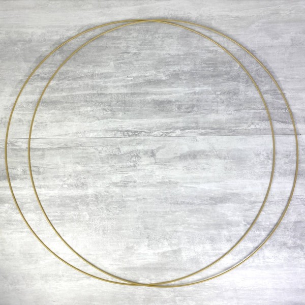 Lot de 2 Grands Cercles métalliques doré ancien, diam. 90 cm pour abat-jour, Anneaux epoxy Attrape r - Photo n°1