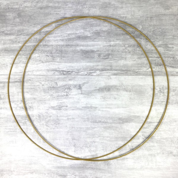 Lot de 2 Grands Cercles métalliques doré ancien, diam. 70 cm pour abat-jour, Anneaux epoxy Attrape r - Photo n°1