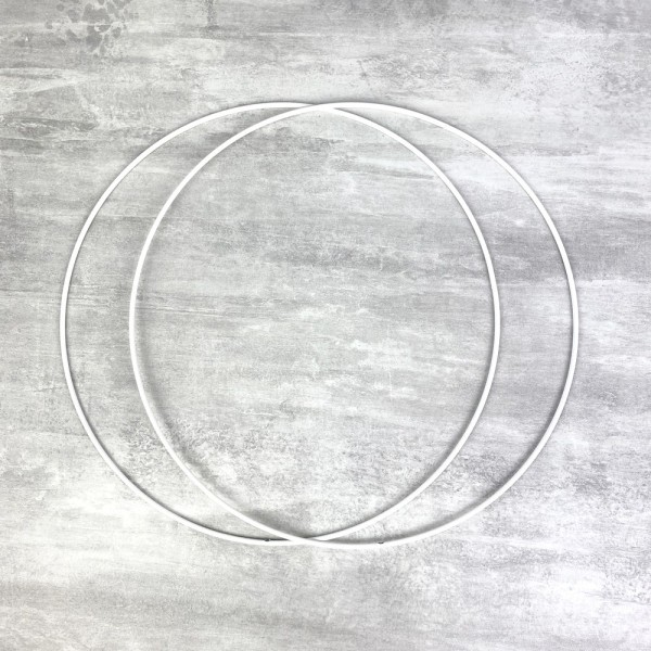Lot de 2 Cercles métalliques blanc diamètre 25 cm pour abat-jour, Anneaux epoxy Attrape rêves - Photo n°1