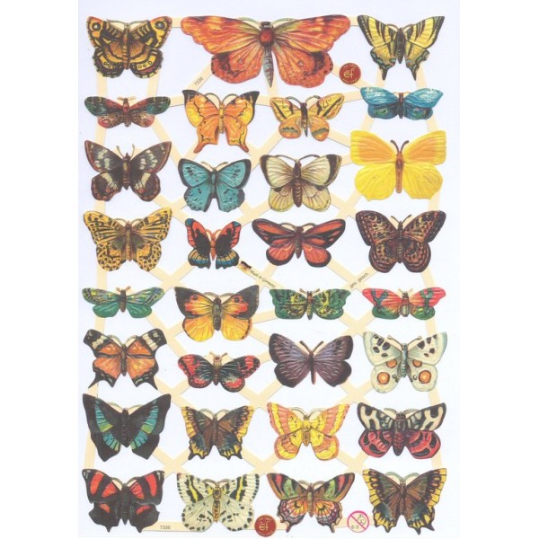 Planche de Chromo Découpis Die cut Papillons ECLAT 7336e Carterie Collage Ernst Freihoff - Photo n°1