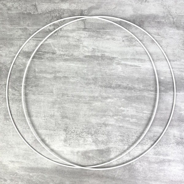 Lot de 2 Cercles métalliques blanc diamètre 35 cm pour abat-jour, Anneaux epoxy Attrape rêves - Photo n°1
