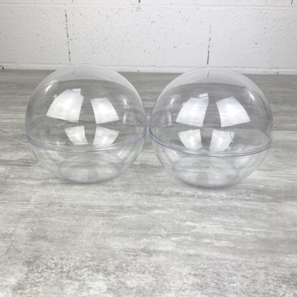 Lot 4 Boules plastique Ø 14 cm à fond plat sécable, Contenants cristal transparent séparable - Photo n°1