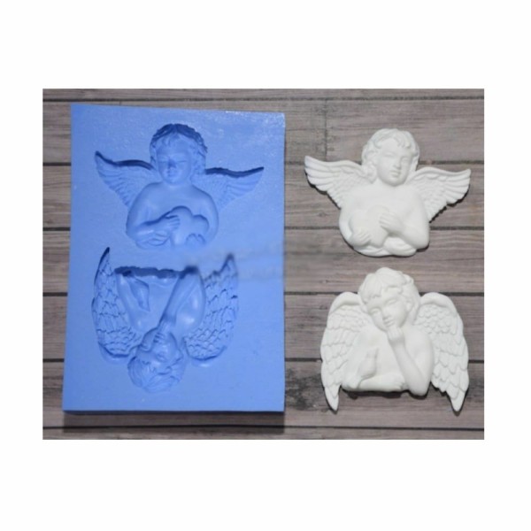1pc Anges avec oiseau et cœur 3d moule de résine époxy UV en silicone, argile, moule de scrapbooking - Photo n°1