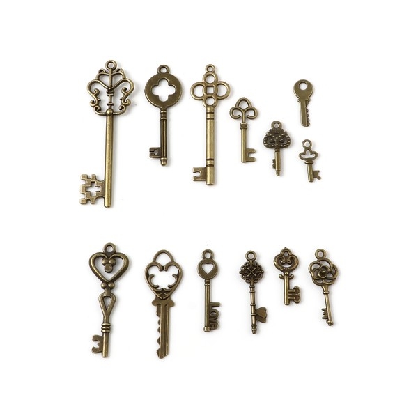 S11724374 PAX 13 breloques pendentifs MIXTE Clés, clefs, métal coloris Bronze - Photo n°1