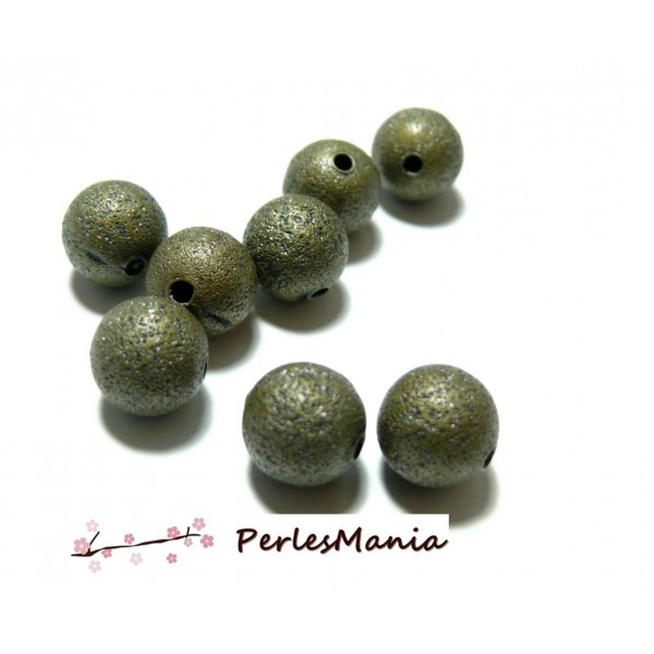 P225 PAX 25 perles intercalaires, Stardust Granitees paillettes, 8mm Laiton coloris Bronze - Photo n°1