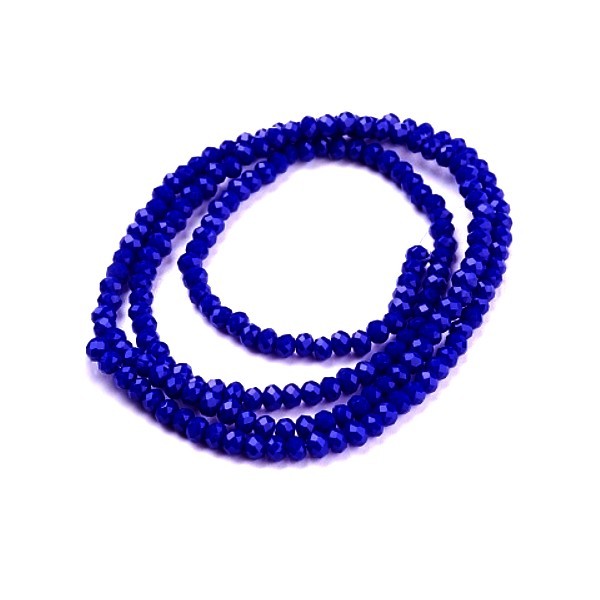 HR1352 Lot 1 fil d'environ 190 perles - Rondelles 3 par 2mm - Verre facettée - Bleu Nuit coloris 27 - Photo n°1
