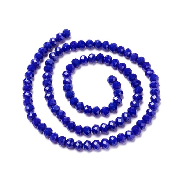 F001 Lot 1 fil d'environ 130 perles - Rondelles - Verre Facettée - Bleu 4 par 3mm Coloris 01 - Photo n°1