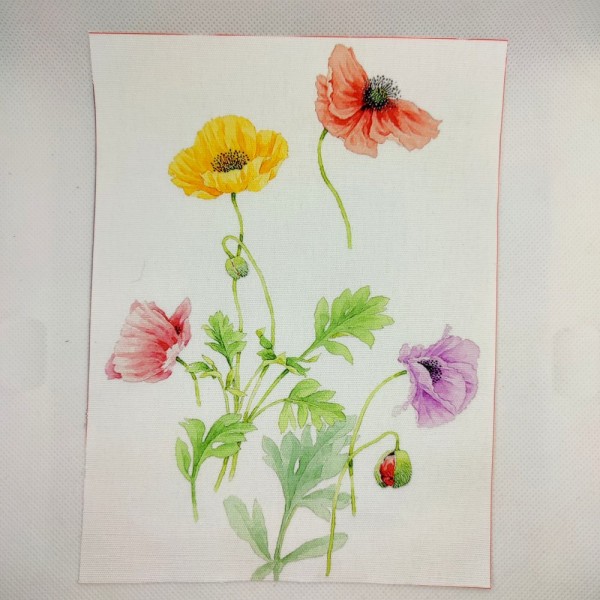 Coupon tissu - fleur multicolore - coton épais - 15x20cm - Photo n°1