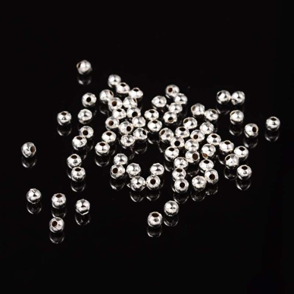 200 PERLES metal ARGENTE clair diametre 3 mm - Perles Intercalaires - Perles d'espacement - bijoux - Photo n°3