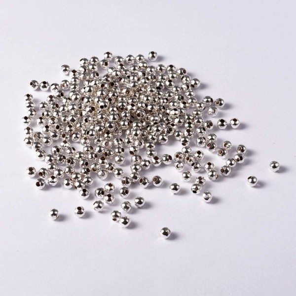 200 PERLES metal ARGENTE clair diametre 3 mm - Perles Intercalaires - Perles d'espacement - bijoux - Photo n°4