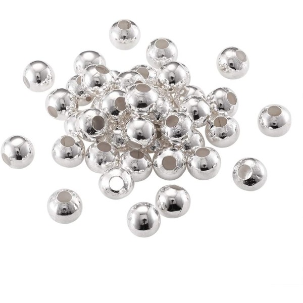 200 PERLES metal ARGENTE clair diametre 3 mm - Perles Intercalaires - Perles d'espacement - bijoux - Photo n°1
