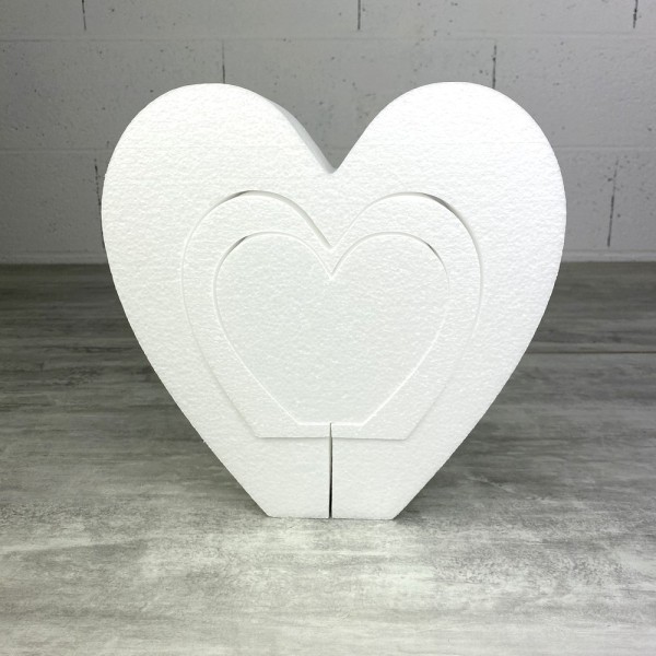 Support en polystyrène triple Coeur, 25 x 25 cm, intérieur creux, 3 parties - Photo n°2
