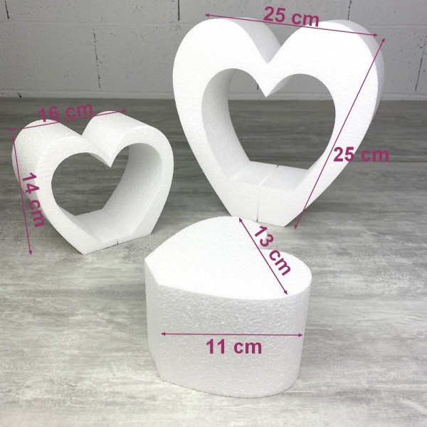 Support en polystyrène triple Coeur, 25 x 25 cm, intérieur creux, 3 parties - Photo n°3
