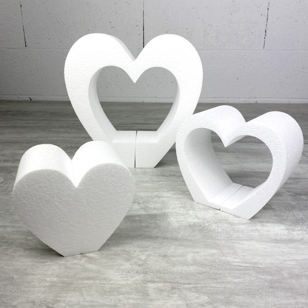 Support en polystyrène triple Coeur, 25 x 25 cm, intérieur creux, 3 parties - Photo n°1