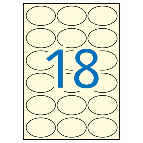 Etiquettes universelles - Ovale - 63,5 x 42,3 mm - Crème - Photo n°1