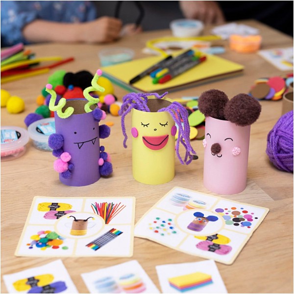 Kit - Figurines faites à partir de tubes en carton - couleurs Joyeuses - 1 set - Photo n°2