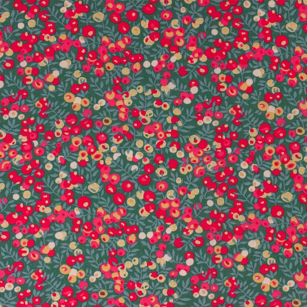 Tissu Liberty Wiltshire Christmas Metallic - Coton léger - Par 10 cm - Photo n°1