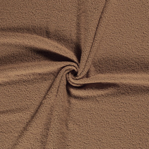 Tissu bouclette - Marron - 100 % polyester - Vendu par 10 cm - Photo n°1