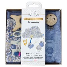 Kit Couture - Doudou et attache-tétine - Liberty Bleu