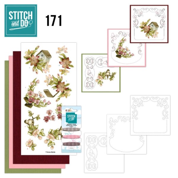 Stitch and do 171 - kit Carte 3D broderie - Fleurs et oiseaux - Photo n°1
