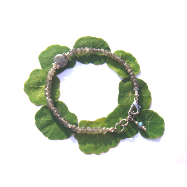 Bracelet Labradorite Disque et rondelles facettées 18/19.5 CM - Photo n°3