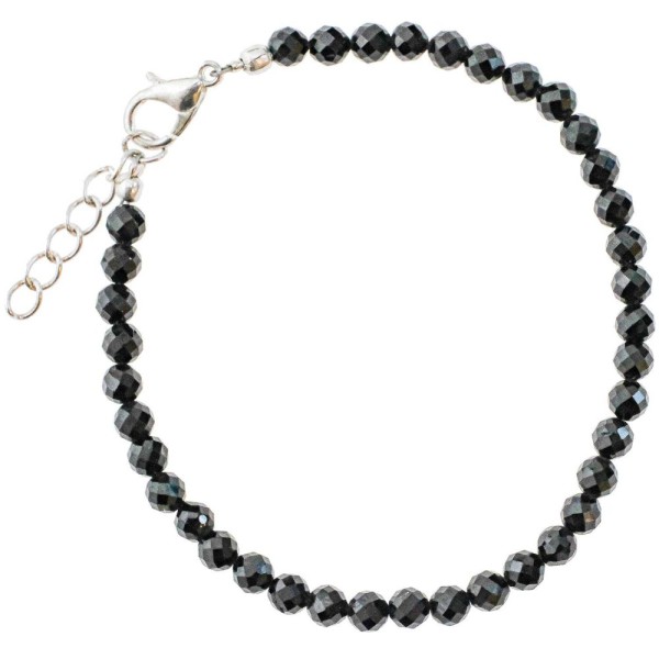 Bracelet avec fermoir en tourmaline noire - Petites perles facetées. - Photo n°2