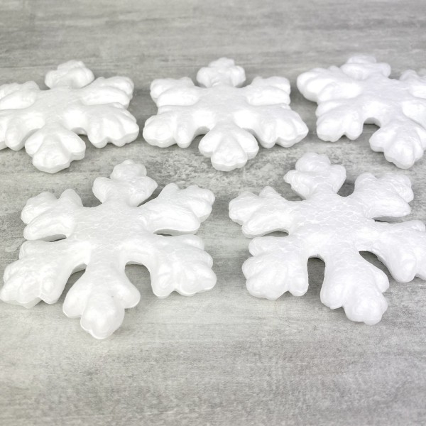 Lot de 5 Flocons de neige en polystyrène, Diamètre 7 cm, décoration de Noël - Photo n°2