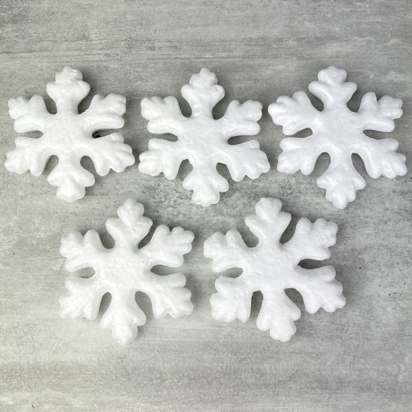 Lot de 5 Flocons de neige en polystyrène, Diamètre 7 cm, décoration de Noël - Photo n°1