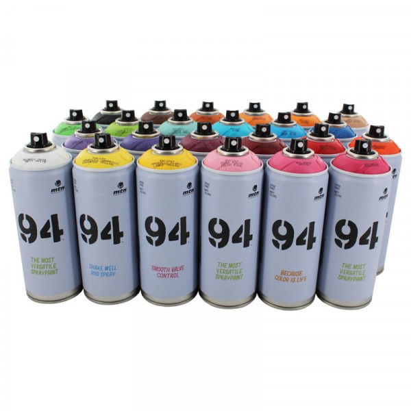 Lot de 24 bombes de peinture MTN 94 - couleurs assorties - finition mate - 400 ml - Photo n°1